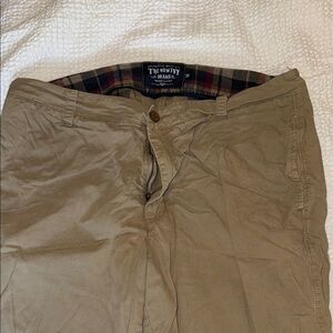 Tan Flat Front Shorts with Classic Style